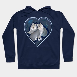 Lovely wolves in heart Hoodie